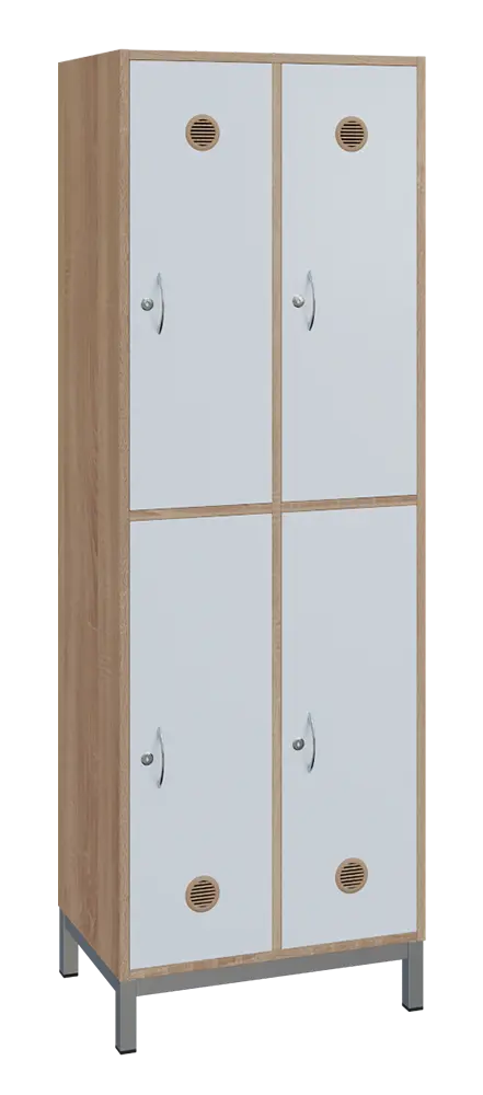 SBS-2222 šatní skříň 4-boxová, 1800x600x400 mm, kovové nohy, korpus dub bardolino, dvířka bílá